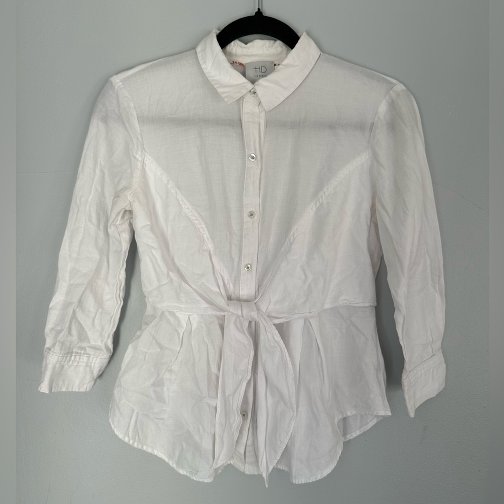 HD in Paris White Button-Down & Tie-Front Blouse